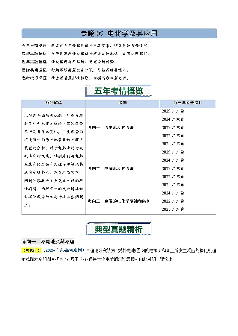 2025高考化学真题分类汇编广东专用专题09 电化学及其应用（含详细解析）第1页