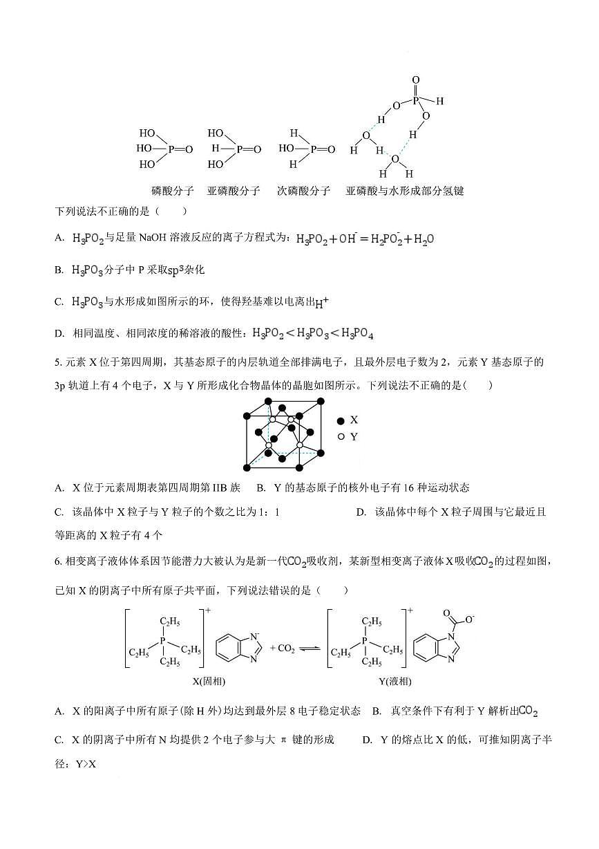 安徽滁州市定远县育才学校2025-2026学年高二上学期2月期末化学试题含答案第2页