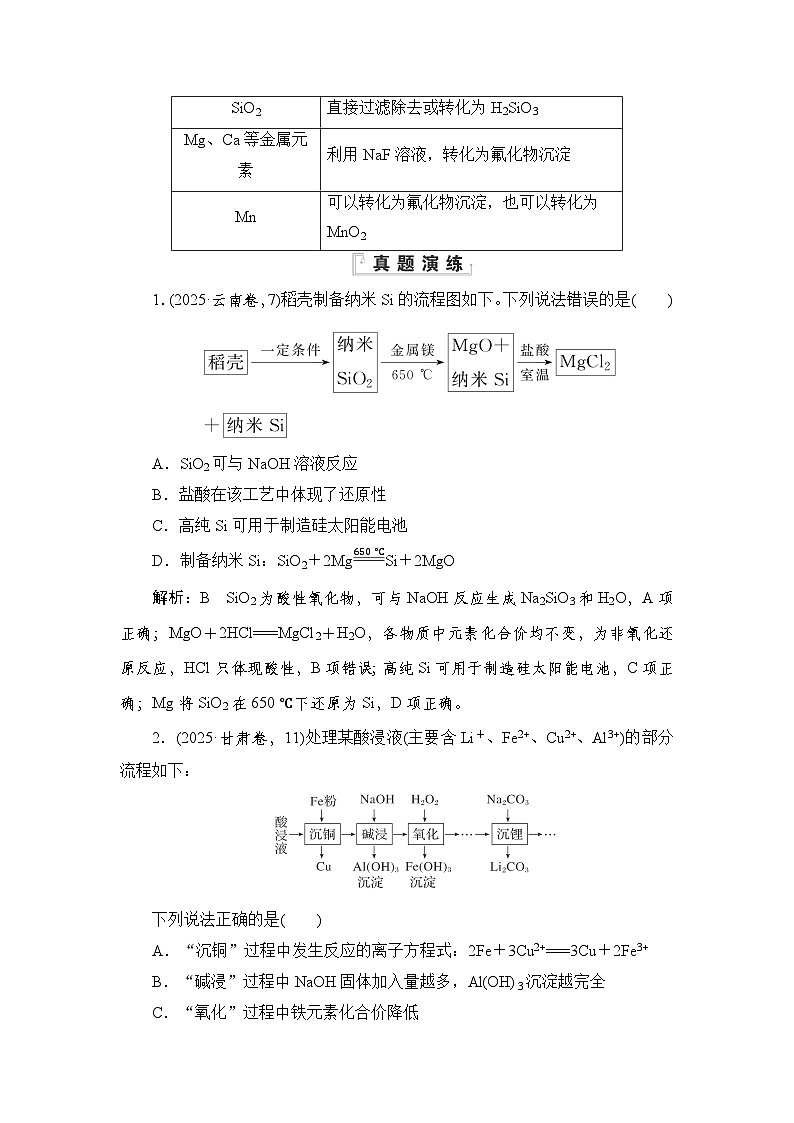 高考第二轮复习化学选择题专项练习07 题型七　化学工艺“微流程”第2页