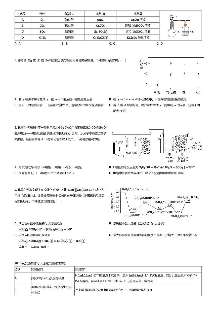 2024~2025学年四川成都高新区成都市第七中学高三上学期期末模拟化学试卷（二）（有答案解析）第2页