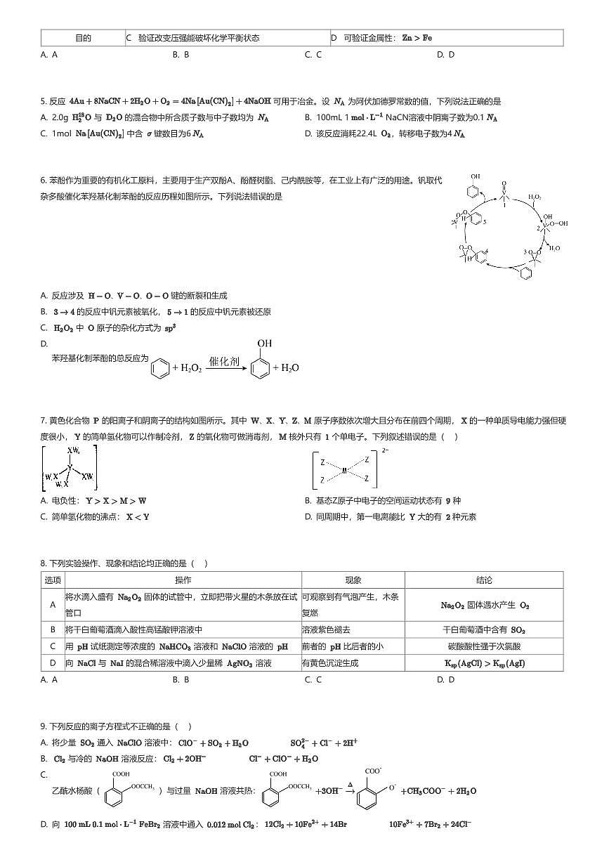 2024~2025学年四川成都青羊区成都树德中学光华校区高三上学期周测化学试卷（期末复习五）（有答案解析）第2页