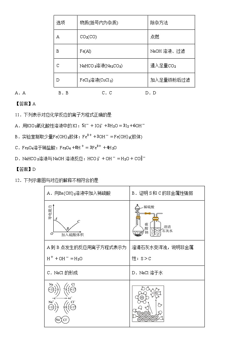 2024-2025学年湖南省衡阳市衡南县高一上学期期末考试（A卷）化学试卷第3页