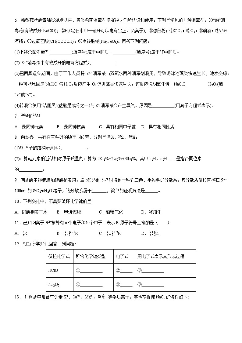 2024-2025学年上海市同济大学第一附属中学高一上学期期末考试化学试卷（学生版）第2页