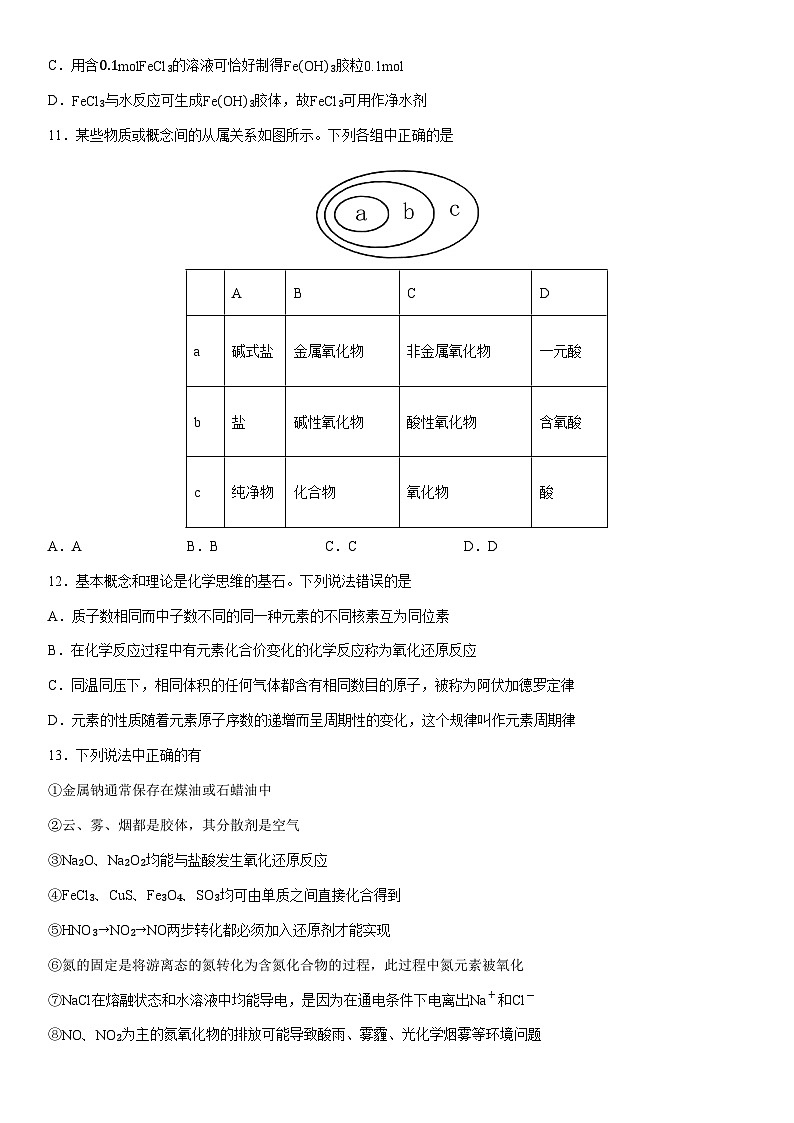 2024-2025学年山东省威海市高一上学期期末考试化学试卷（学生版）第3页