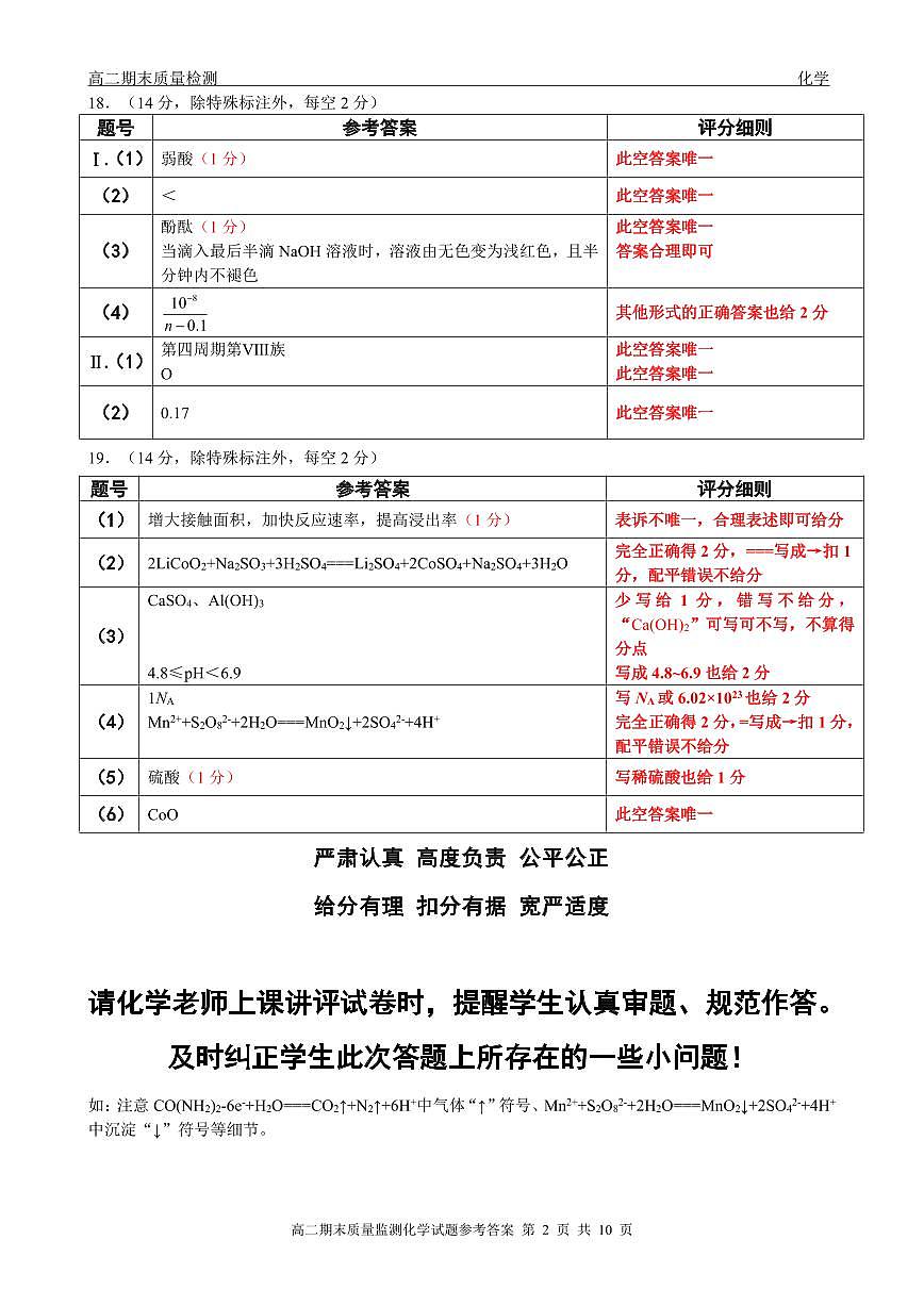 高二化学答案第2页