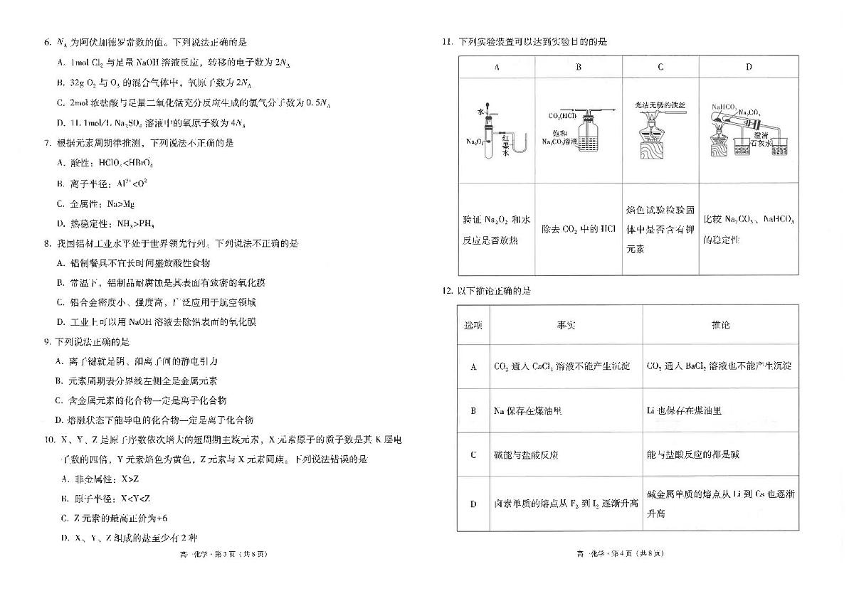 2024~2025学年高一年级期末监测卷化学-试卷第2页