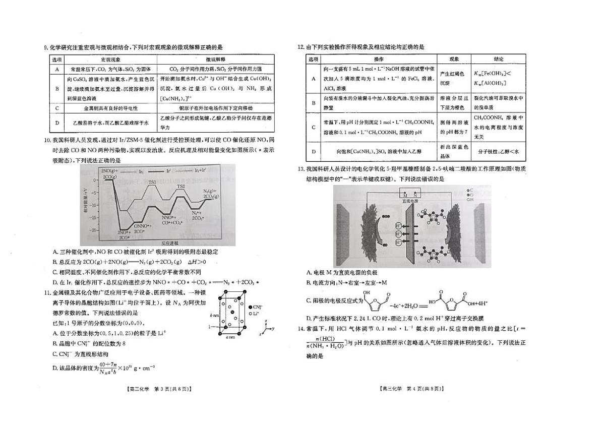 2025-2026学年河北省衡水市高三上学期1月期末考试化学试题（含解析）第2页