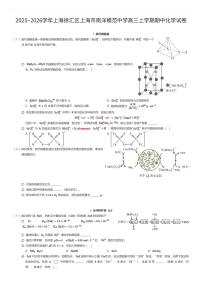2025~2026学年上海徐汇区上海市南洋模范中学高三上学期期中化学试卷（有答案解析）