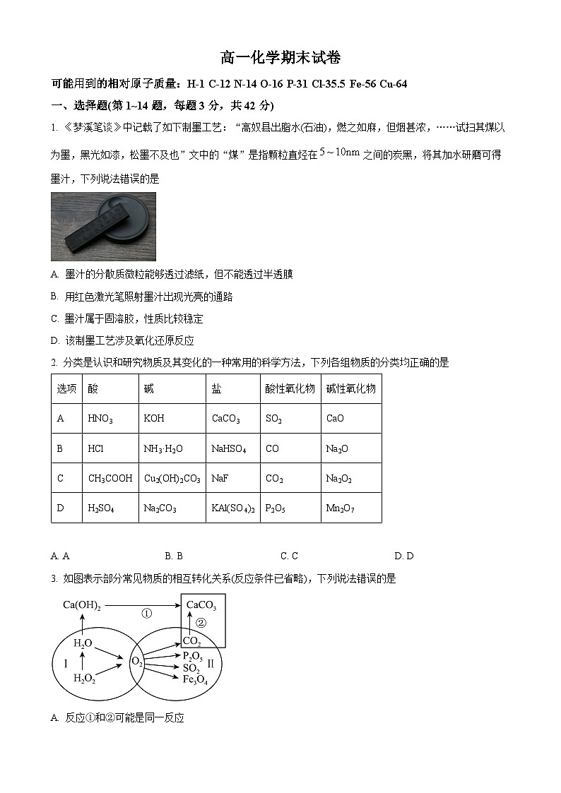 安徽蚌埠市2025-2026学年高一上学期期末考试 化学试卷（试卷+解析）第1页