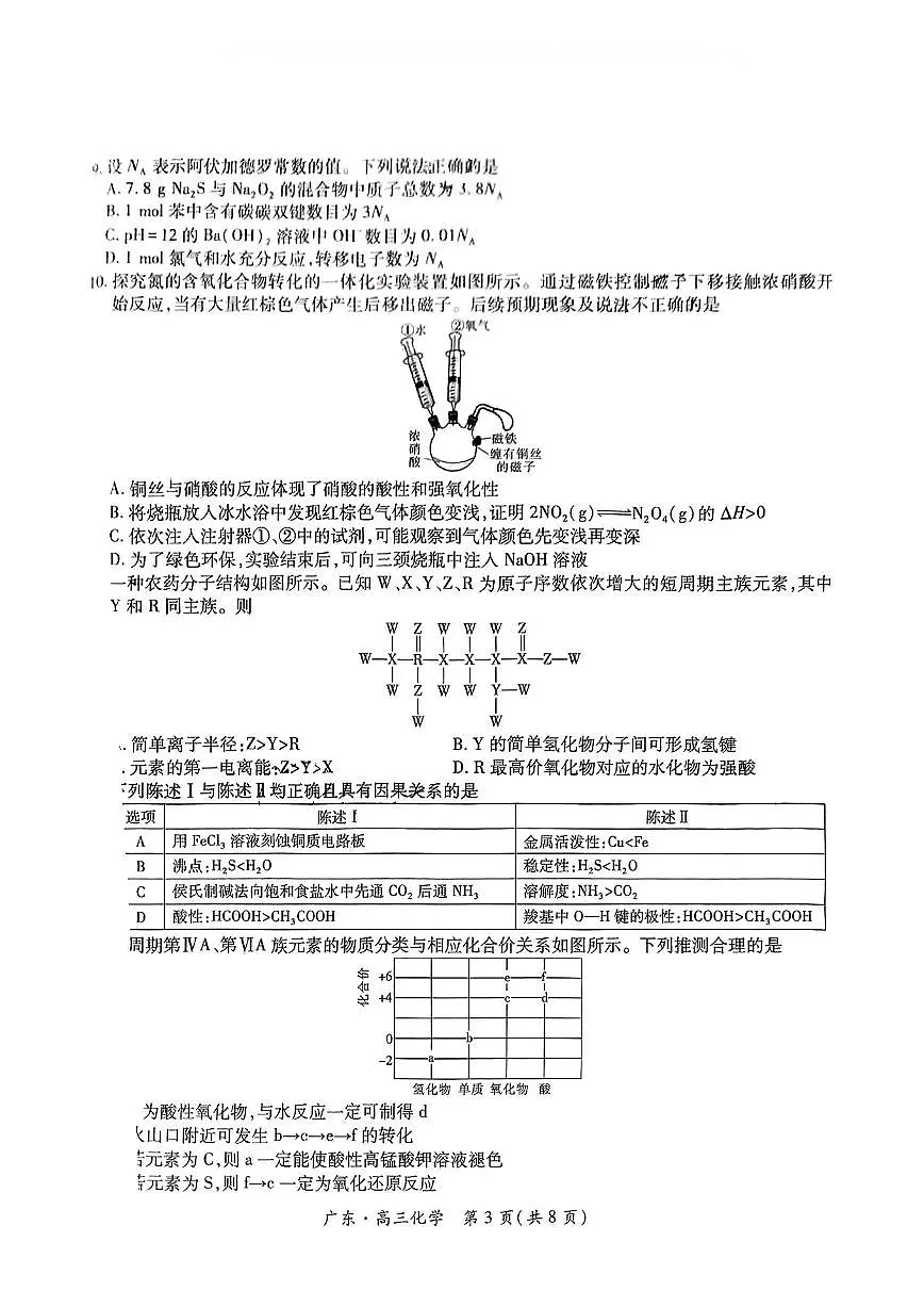 广东省部分学校2025届高三下学期5月联考 化学试卷第3页