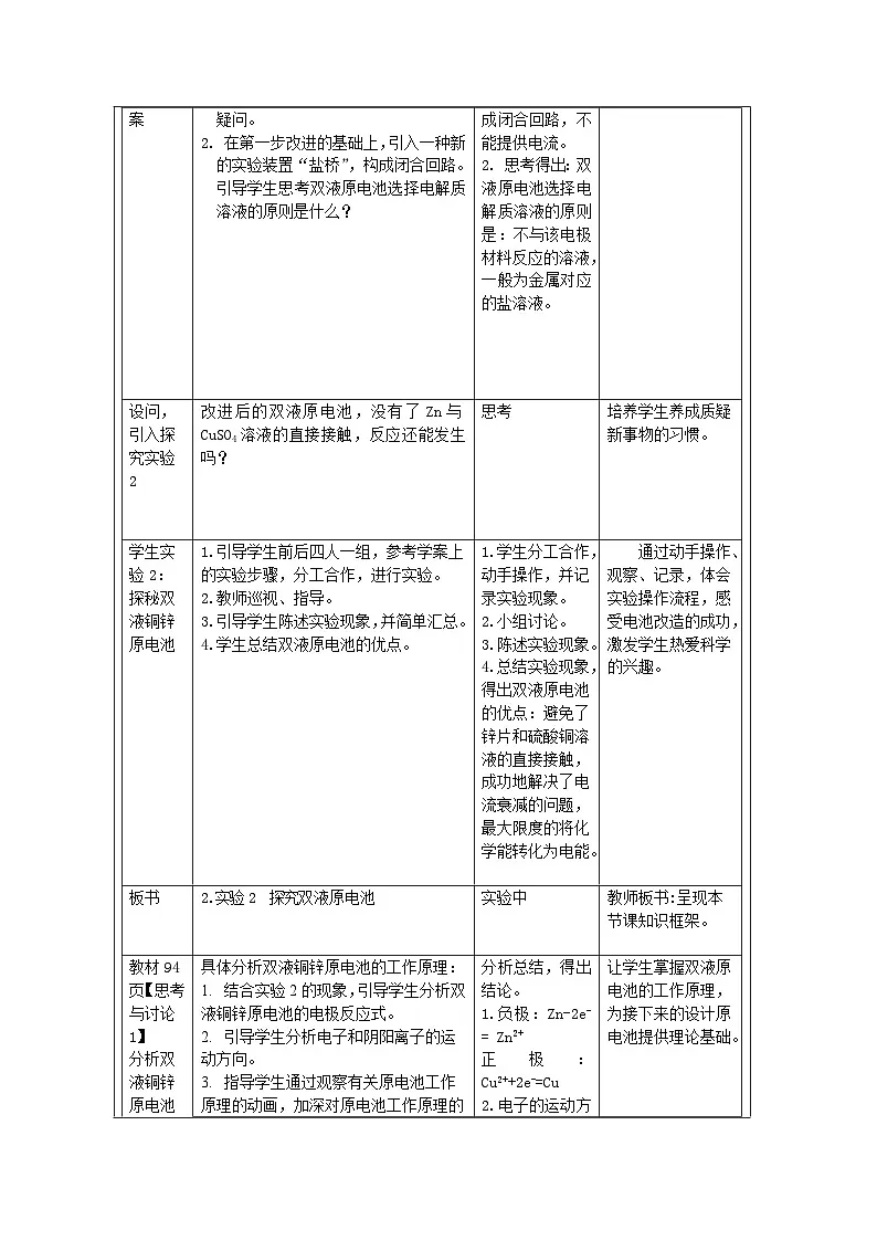 人教版（2019）高中化学必修第一册 4.1.1 原电池的工作原理 教学设计第3页