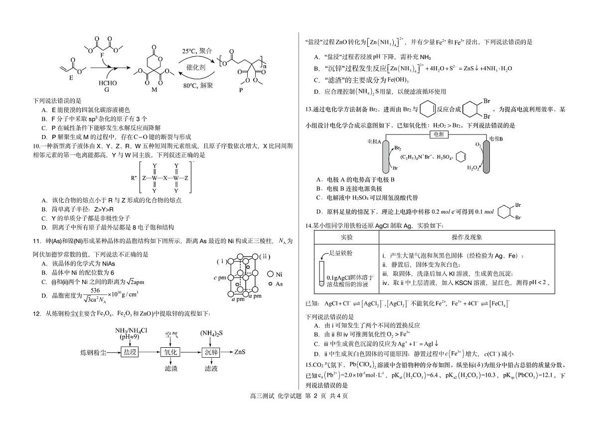 哈尔滨市第一中学、第六中学2026年2月高三零模模拟考试 化学第2页