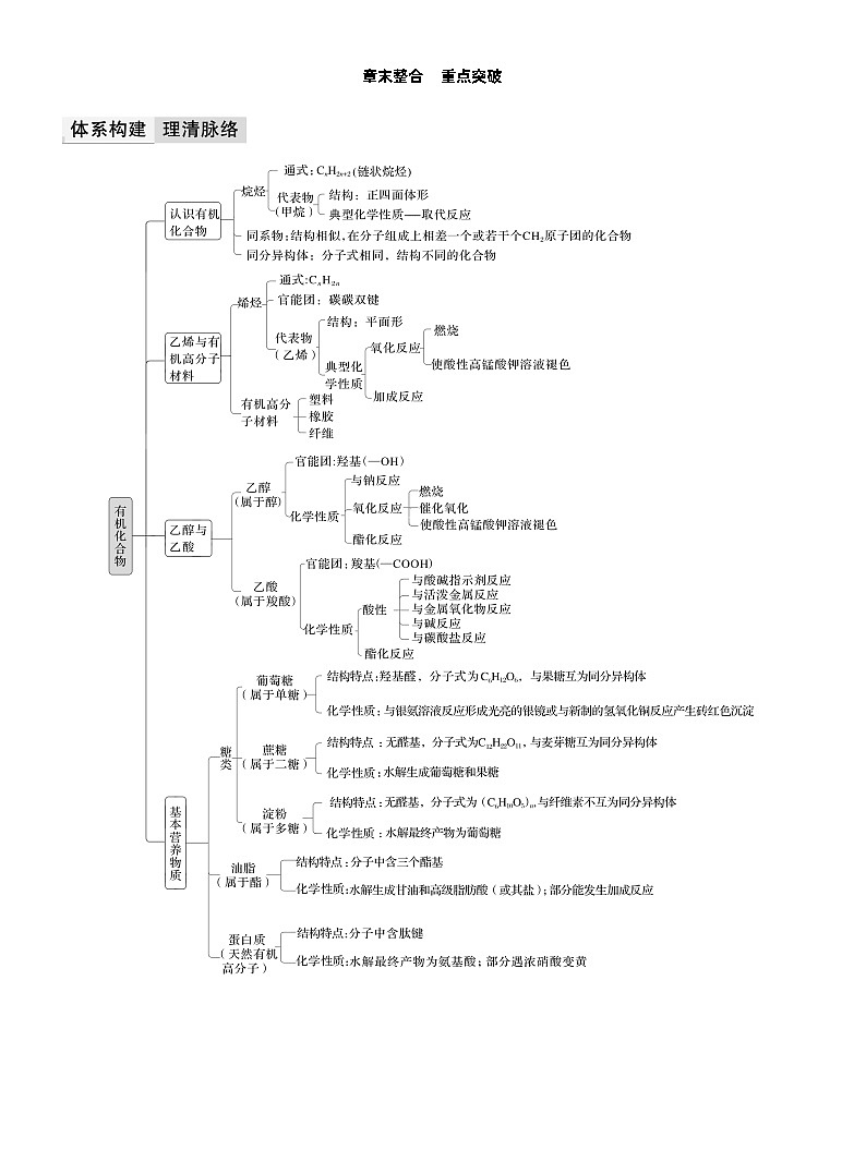 人教版 (2019) 高中化学新教材同步必修第二册 第7章　章末整合　重点突破练习含答案第1页