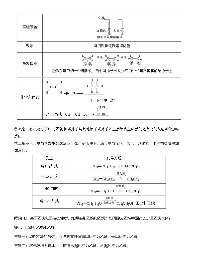 人教版 (2019) 高中化学新教材同步必修第二册 第7章　第2节　第1课时　乙烯练习含答案第3页