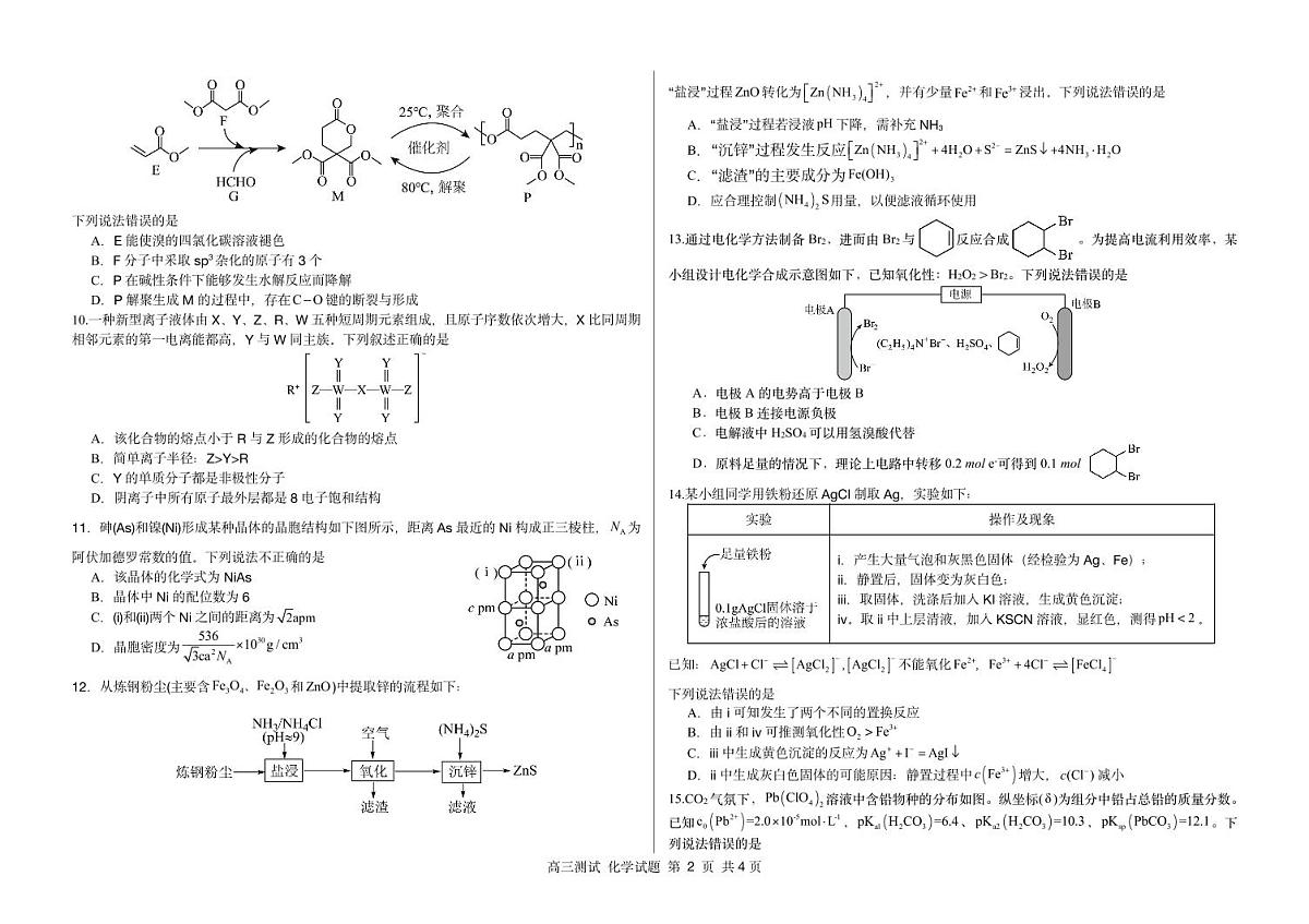 黑龙江省哈尔滨市第一中学、第六中学2026年2月高三零模化学试卷及答案第2页