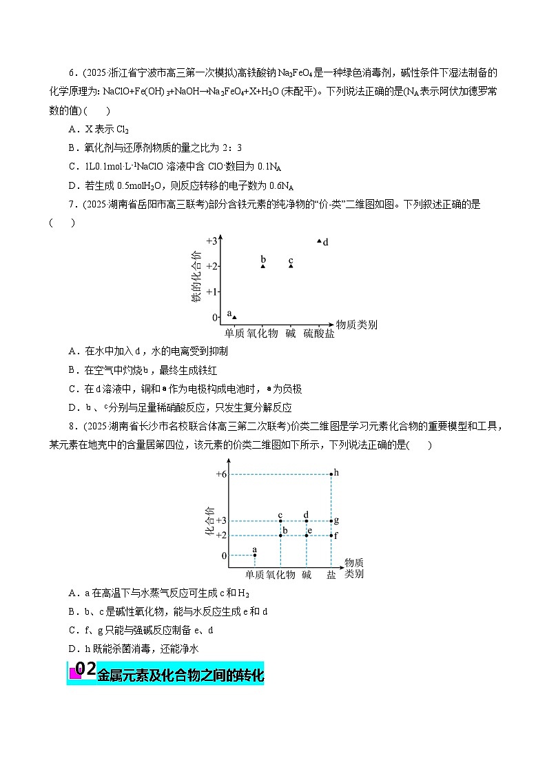 2026年新高考化学小题训练考点08金属元素及其化合物(原卷版+解析)第2页