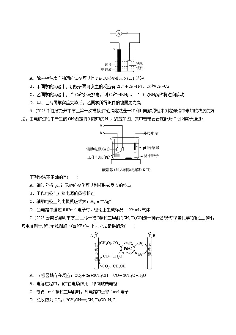 2026年新高考化学小题训练考点15电解原理及其应用(原卷版+解析)第3页