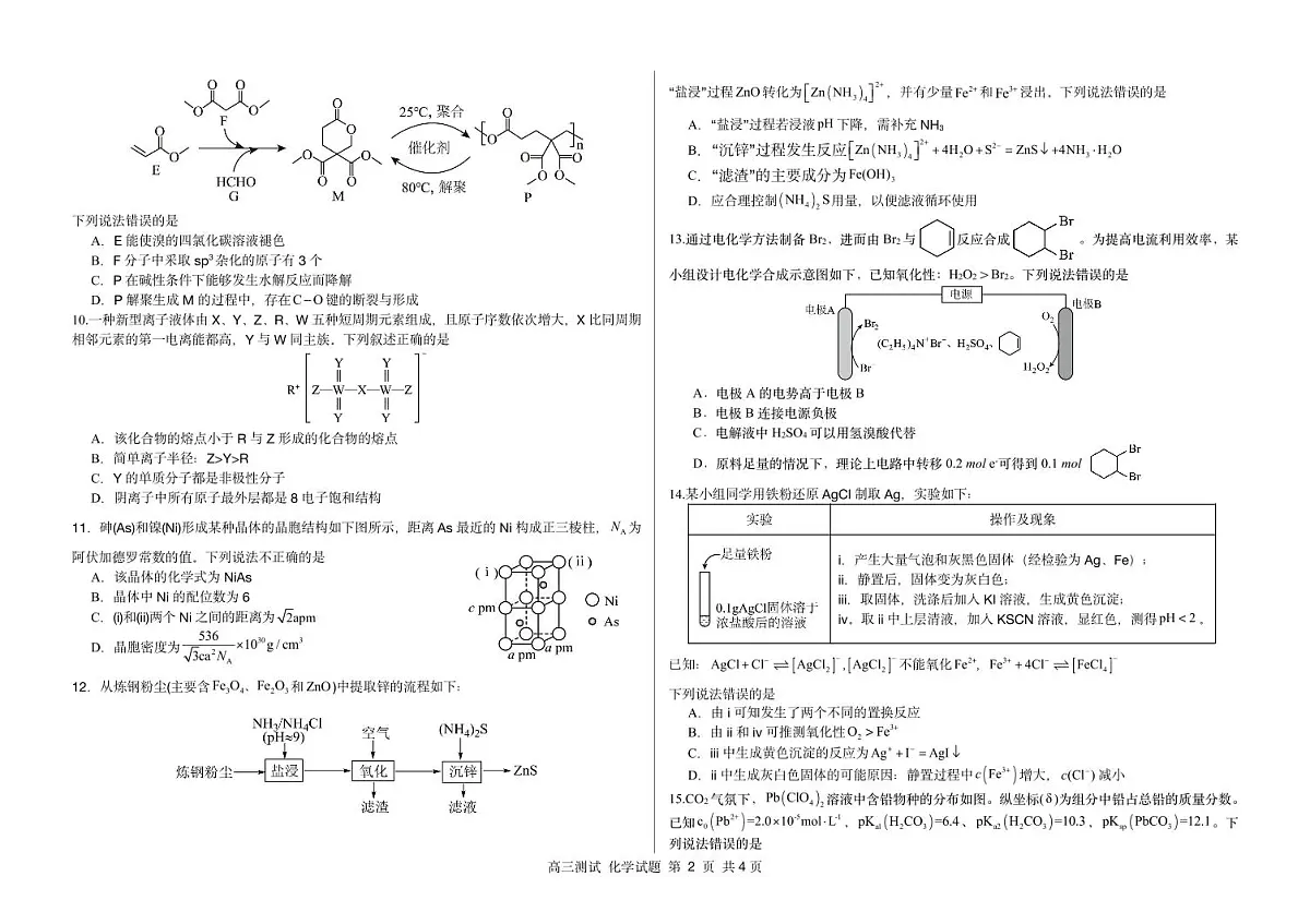哈尔滨市第一中学、第六中学2026年2月高三零模模拟考试 化学第2页