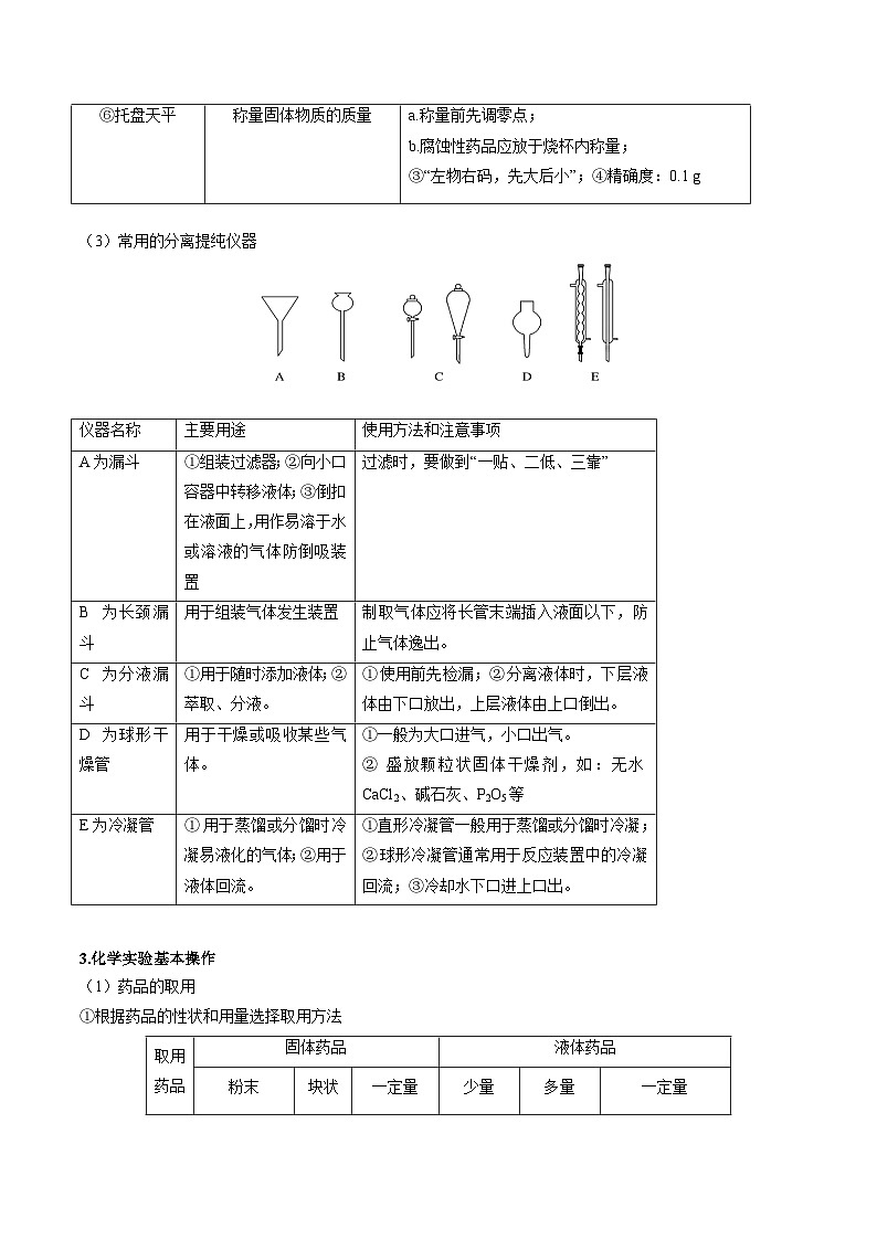 高考化学二轮复习核心考点讲与练专题十 实验基础 （原卷版）第3页