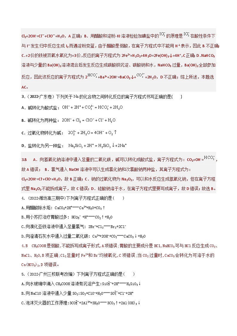 高考化学二轮复习高频考点练习5 离子方程式的判断与书写（解析版）第2页