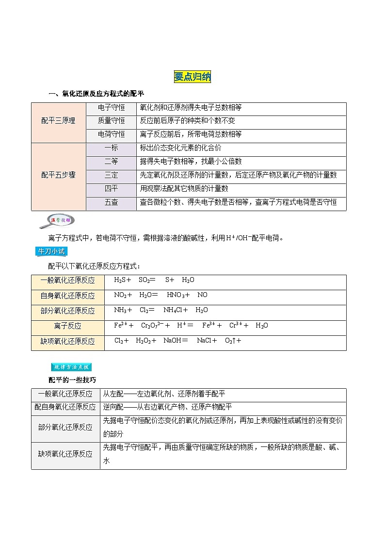 （人教版必修第一册)高一化学上册同步学与练第08课  氧化还原反应 氧化还原反应方程式的配平与信息方程式书写（原卷版）第3页