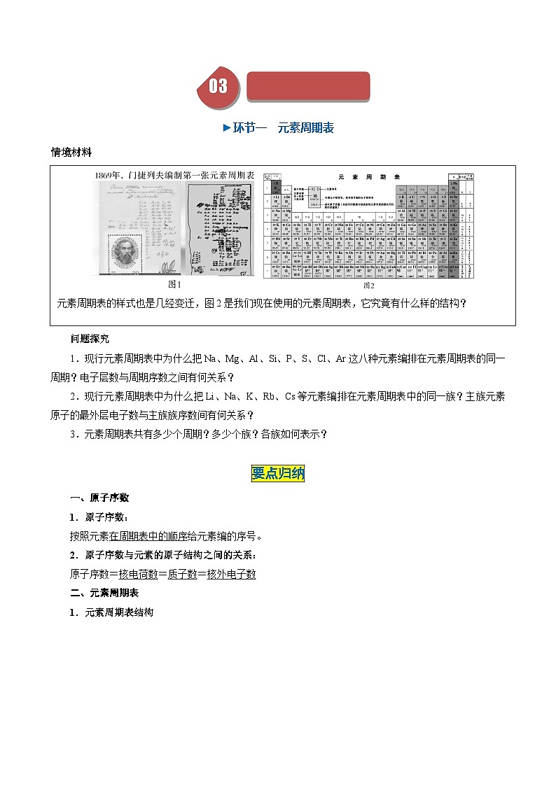 （人教版必修第一册)高一化学上册同步学与练第24课 元素周期表（原卷版）第3页
