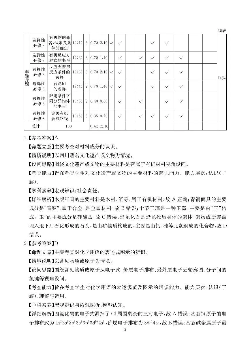 化学答案-四川省大数据联盟2026届高三3月开学联考第3页