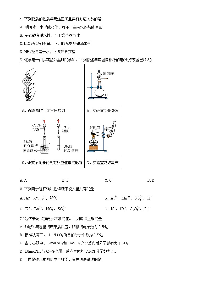 广东省汕头市潮阳实验学校高一下学期4月期中考试 化学试题（原卷版）-A4第2页