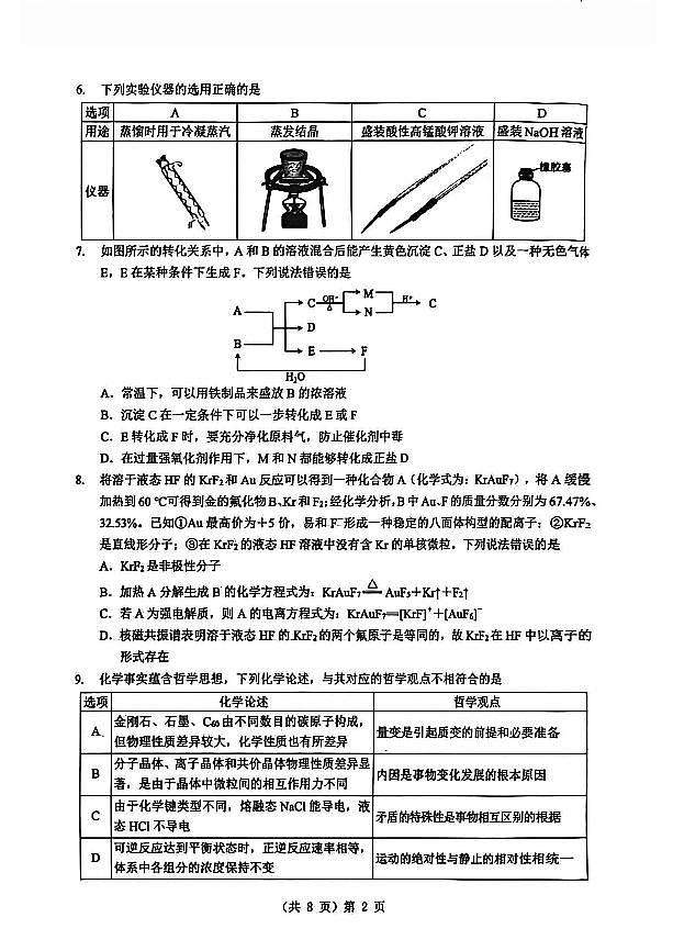 新八校2025-2026学年高三下学期开学考试 化学第2页