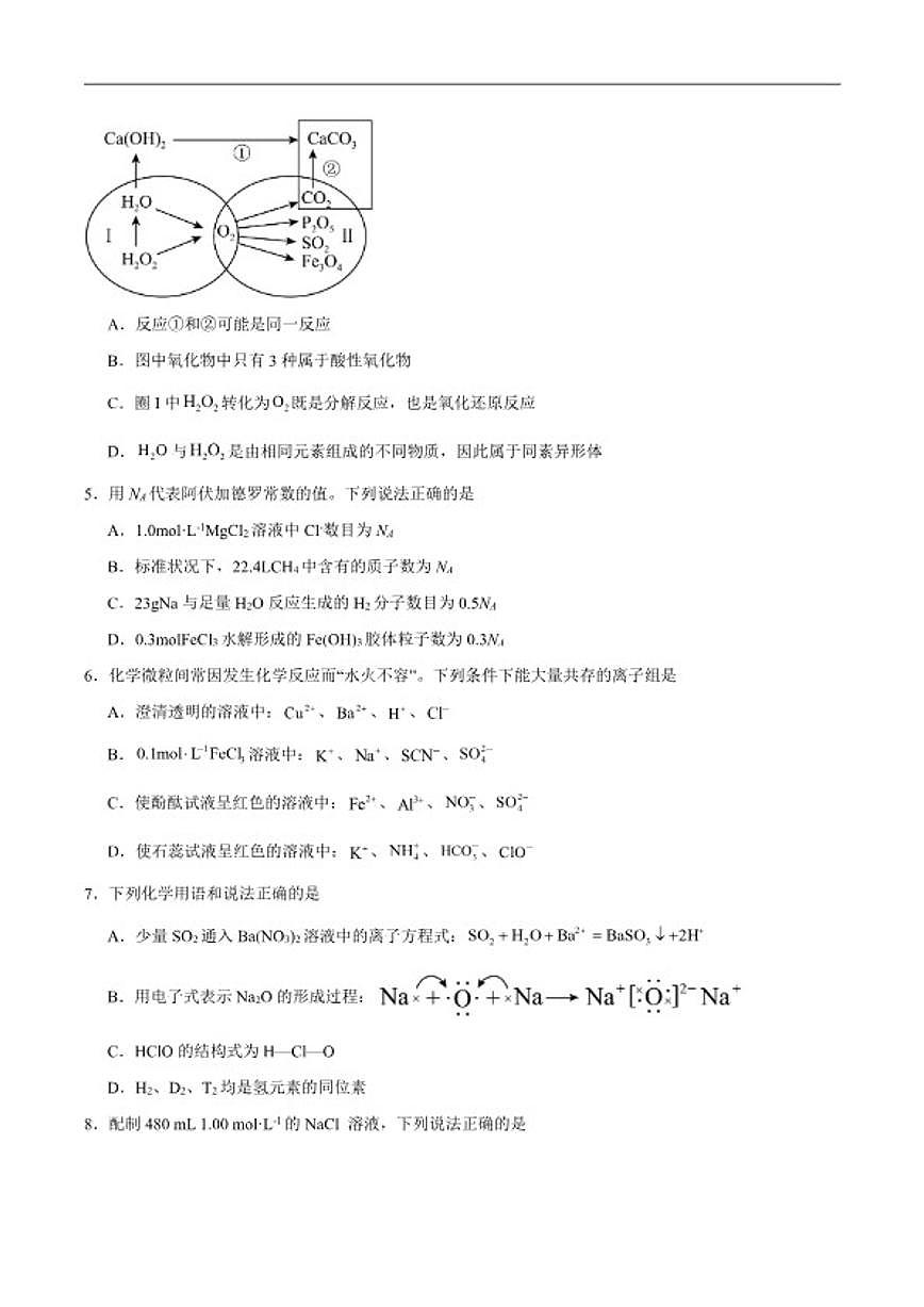 2025-2026学年安徽省六安市裕安区新安中学高一下学期开学学情调研化学试卷（含答案）第2页