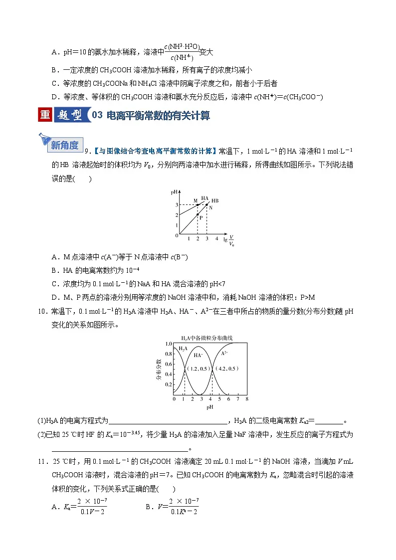 第01讲 弱电解质的电离平衡（专项训练）（天津专用）（原卷版）第3页