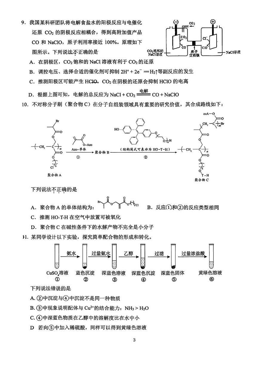 北京人大附中朝阳学校2025-2026年度第二学期高三统练十化学试题他也加第3页