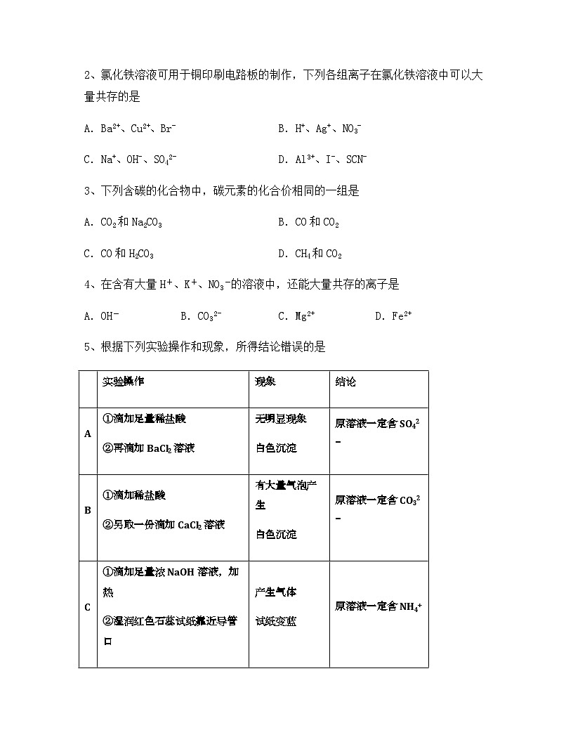 2024-2025学年广西防城港市高级中学高一上学期期中考试化学复习检测试题解析版第2页