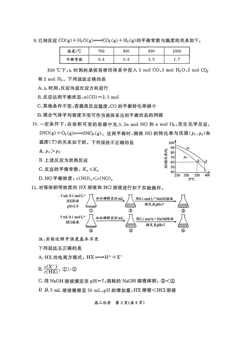 北京市东城区2025-2026学年高二上学期期末考试 化学 含答案第3页