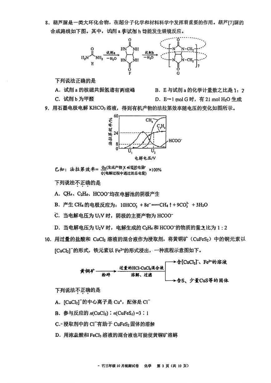 北京二中2025-2026学年高三上学期10月月考化学（含答案）第3页