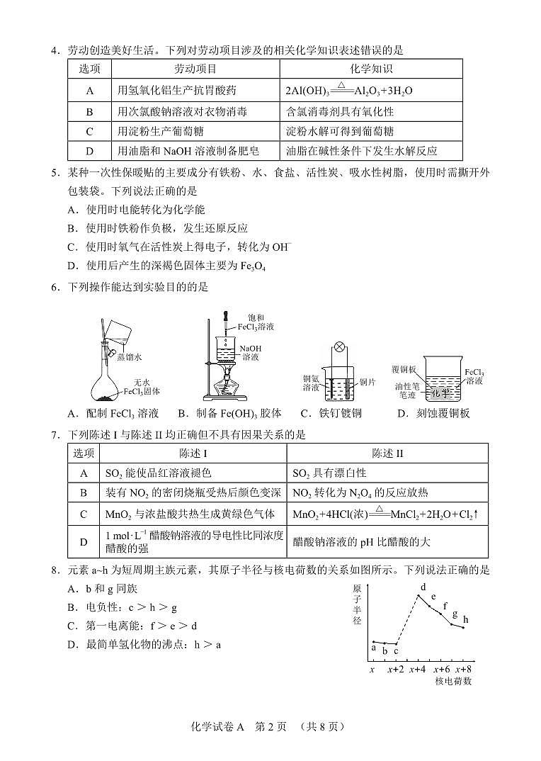 2026年广州市普通高中毕业班综合测试（一）化学第2页