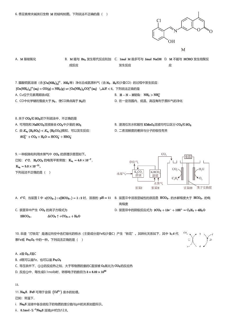 2024~2025学年4月北京朝阳区中国人民大学附属中学朝阳学校高三下学期月考化学试卷（有答案解析）第2页
