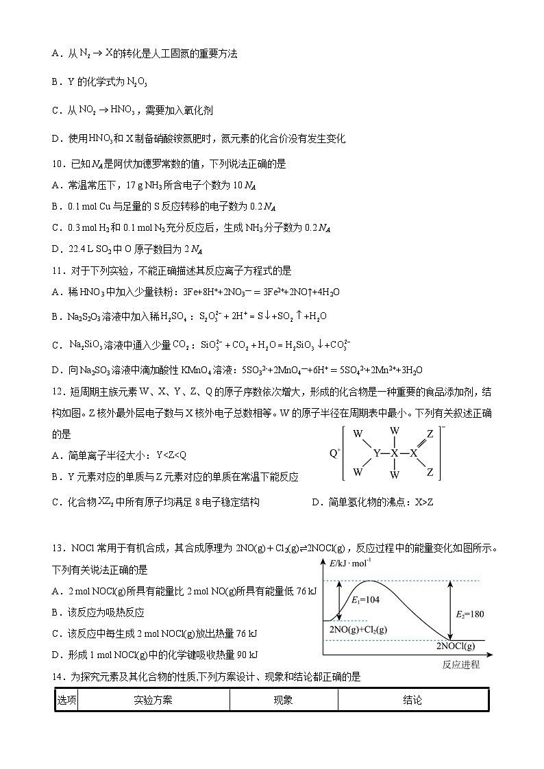惠州中学高一年级第二学期期中考试化学-A4第3页