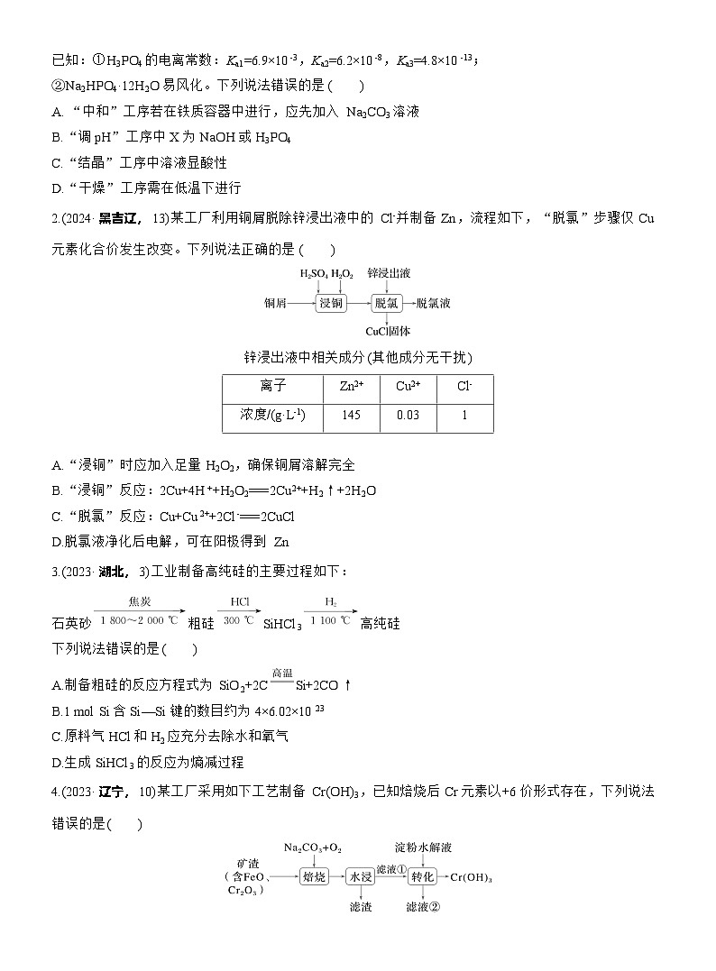 2026高三二轮专题复习化学习题_专题二　选择题专攻3　无机化工微流程（含解析）第2页