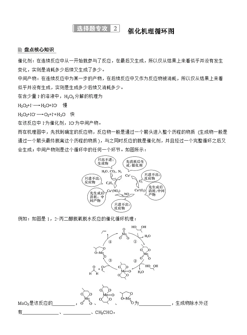 2026高三二轮专题复习化学习题_专题五　选择题专攻2　催化机理循环图（含解析）第1页
