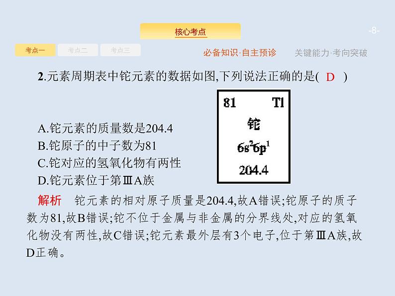 2020版高考化学人教版大一轮课件：第5单元 第2节 元素周期表　元素周期律08