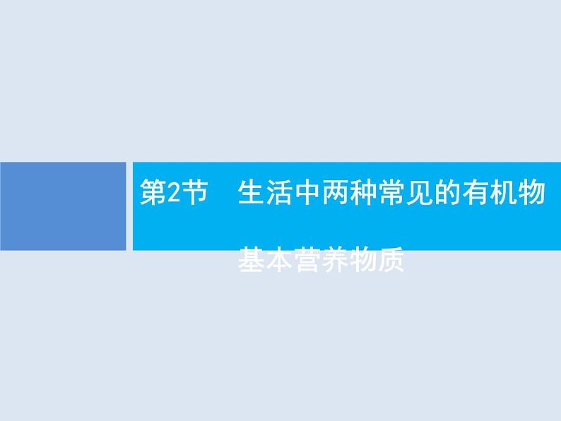 2020版高考化学人教版大一轮课件：第9单元 第2节 生活中两种常见的有机物　基本营养物质01