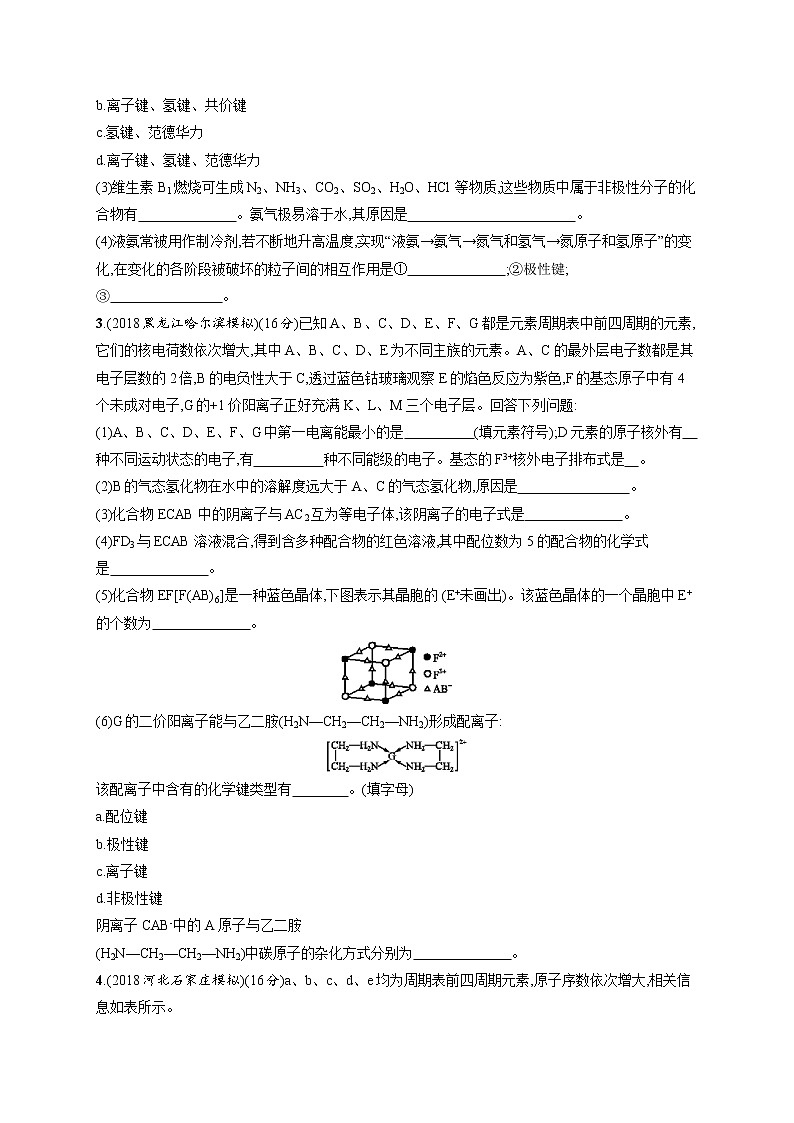 2020人教版高考化学大一轮复习课时训练36 分子结构与性质02