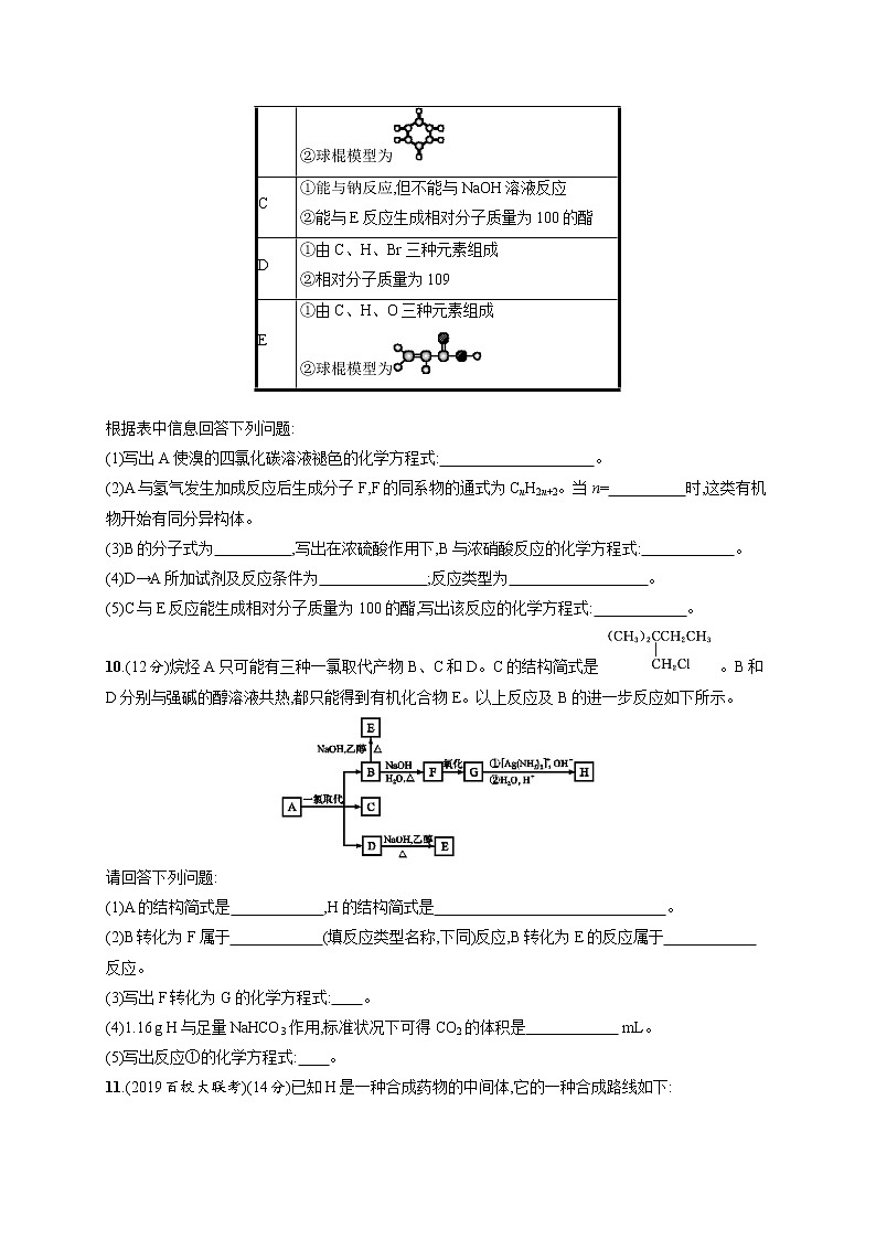 2020人教版高考化学大一轮复习课时训练32 烃和卤代烃03