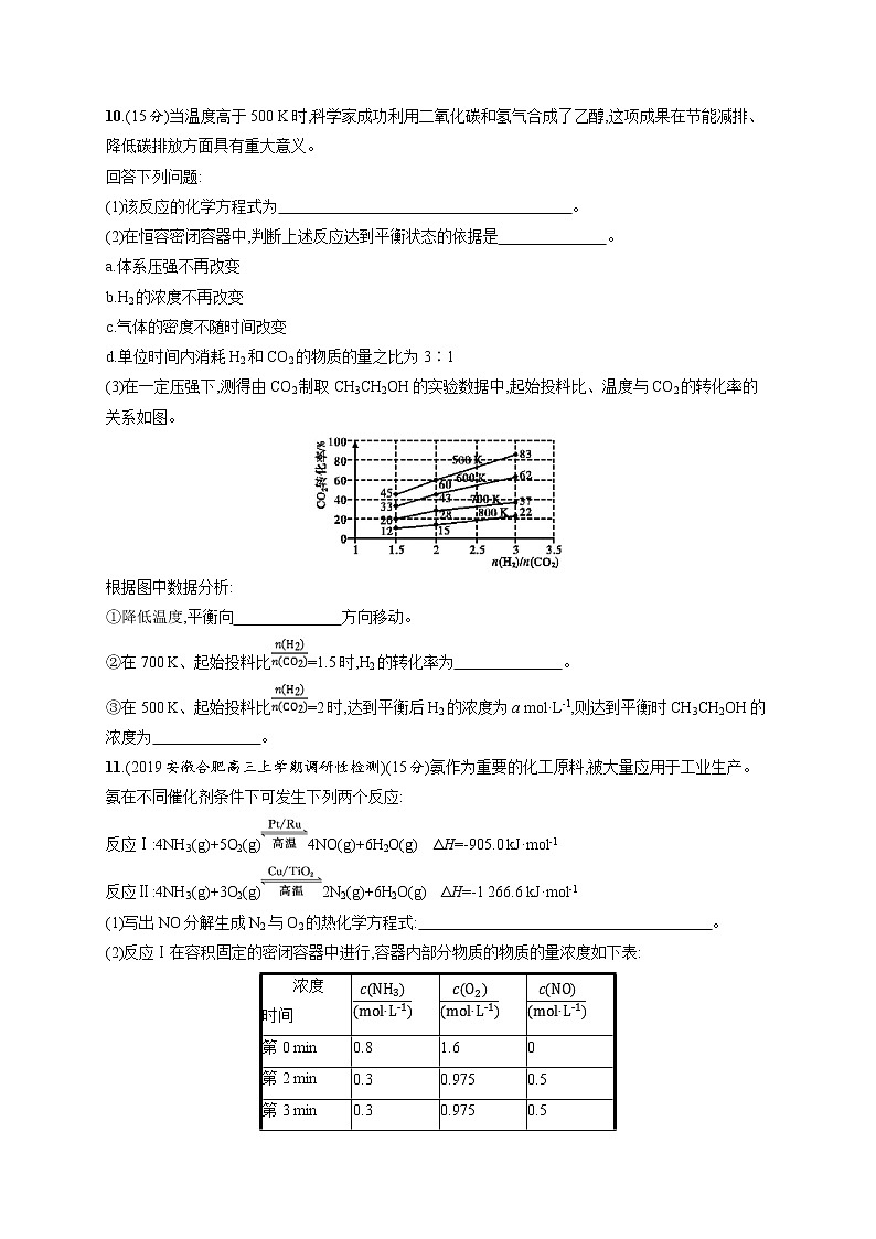 2020人教版高考化学大一轮复习课时训练20 化学平衡状态 化学平衡的移动03