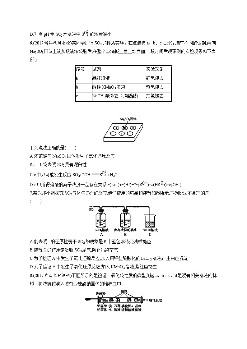 2020人教版高考化学大一轮复习课时训练12 硫及其重要化合物02
