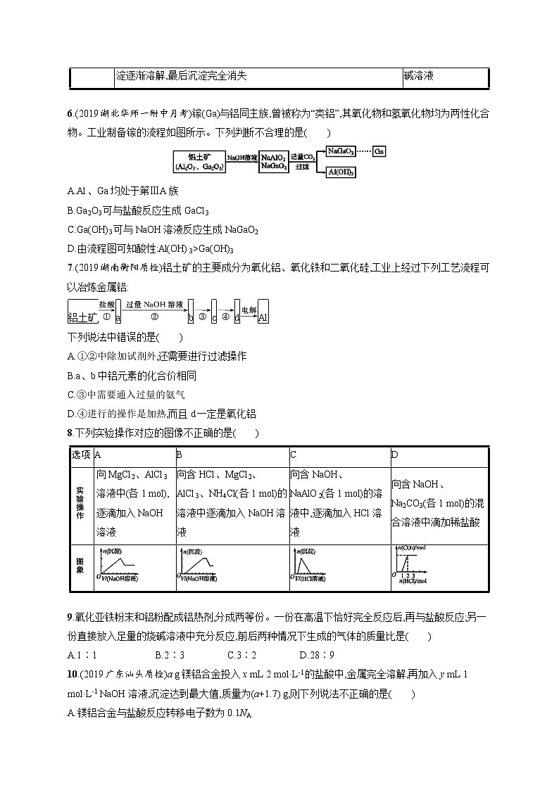 2020人教版高考化学大一轮复习课时训练7 镁、铝及其重要化合物02