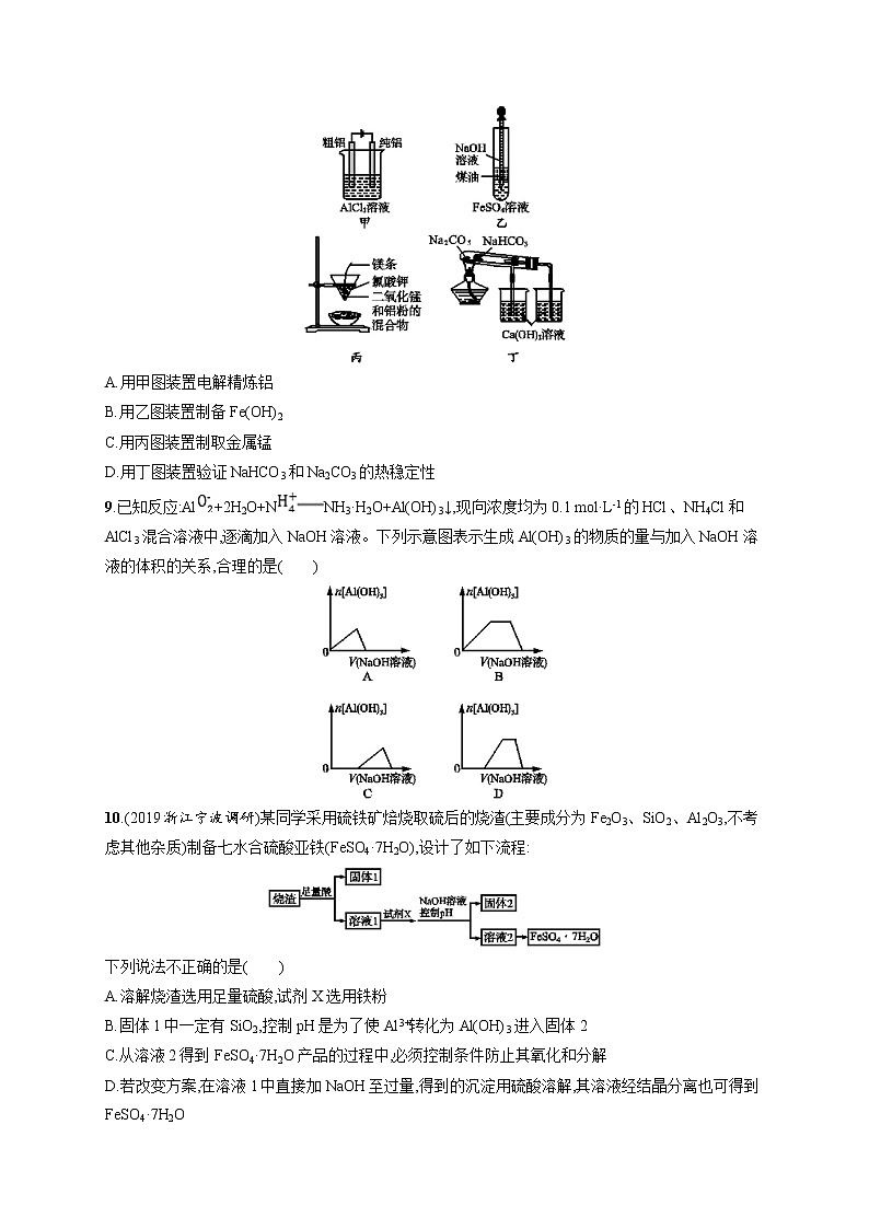 2020人教版高考化学大一轮复习单元检测卷3 金属及其化合物03