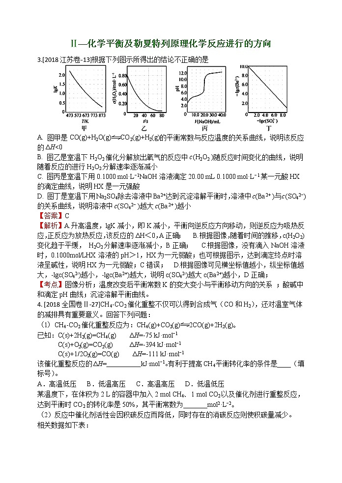 2018年高考化学真题分类汇编 专题7  化学反应速率和化学平衡03