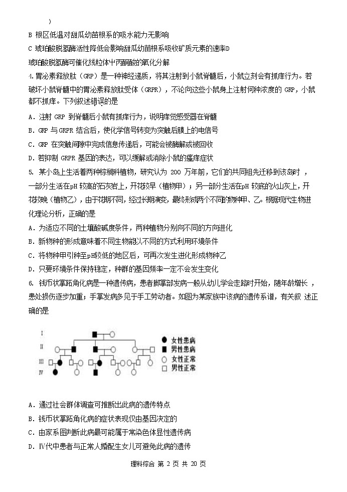 【理综】2020衡水中学下学期高三九调试卷02